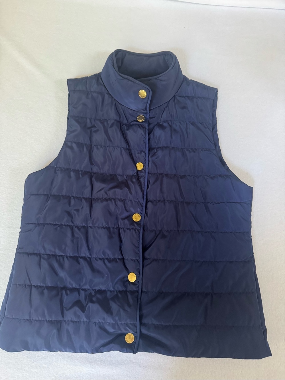 Michael Kors Navy Quilted Gold-Button Vest